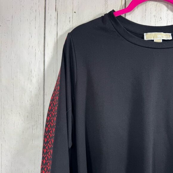 Michael Kors Sweatshirt Crewneck Athletic Long Sleeve Logo Black Red Drawstring - Picture 3 of 14